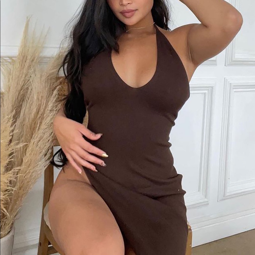 Chocolate Split Maxi Dress